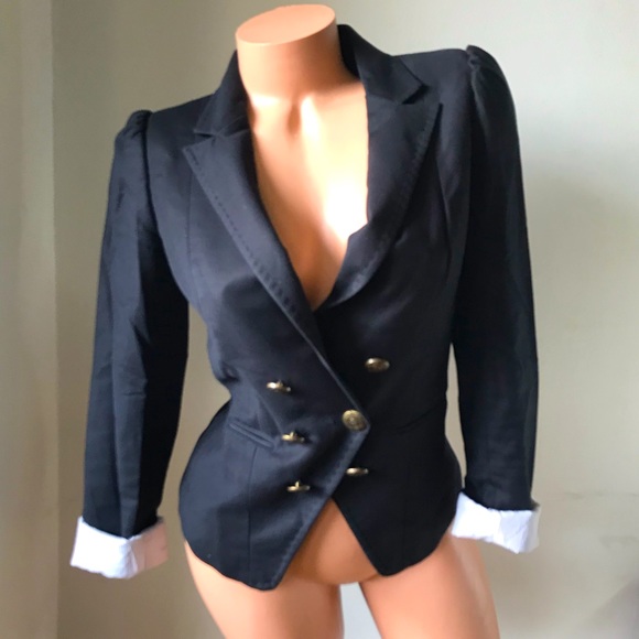 🛍H&M Navy Blue Button Front Blazer Size 6🛍